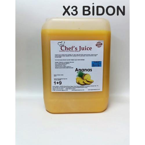 Chef's Juice Konsantre Meyve Aromalı Şurup 1+9 ANANAS 5 lt X 3 BİDON