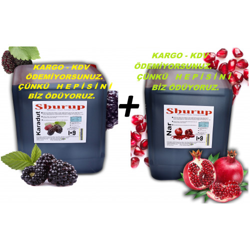 Shurup Konsantre Meyve Aromalı İçecek  2 'Li Karadut + Nar  5,7 kg  1+9