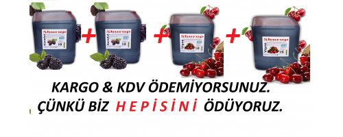 Shurup Konsantre Meyve Aromalı İçecek  2 Adet  Karadut  +  2 Adet Vişne  5,7 kg  1+9
