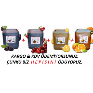 Shurup  Konsantre Meyve Aromalı İçecek  4 ' Lü    Karadut +  Vişne + Limon + Portakal  5,7 kg   1+9