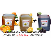Shurup  Konsantre Meyve Aromalı İçecek  3 ' Lü Portakal + Limon + Karadut 5,7 kg  1+9