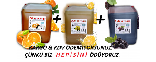 Shurup  Konsantre Meyve Aromalı İçecek  3 ' Lü Portakal + Limon + Karadut 5,7 kg  1+9