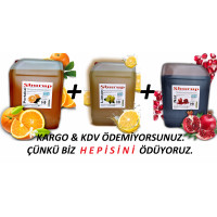 Shurup Konsantre Meyve Aromalı İçecek  3 ' Lü Portakal + Limon + Nar 5,7 kg  1+9