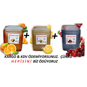 Shurup  Konsantre Meyve Aromalı İçecek  3 ' Lü Portakal + Limon + Vişne 5,7 kg  1+9