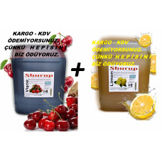 Shurup Konsantre Meyve Aromalı İçecek  2' Li Vişne + Limon 5,7 kg  1+9