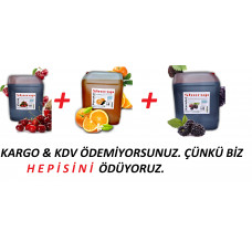 Shurup  Konsantre Meyve Aromalı İçecek  3 ' Lü Vişne +  Portakal + Karadut  5,7 kg  1+9
