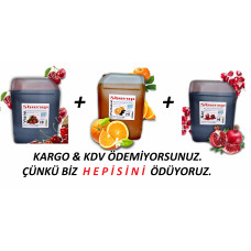Shurup  Konsantre Meyve Aromalı İçecek  3 ' Lü  Vişne + Portakal + Nar 5,7 kg  1+9